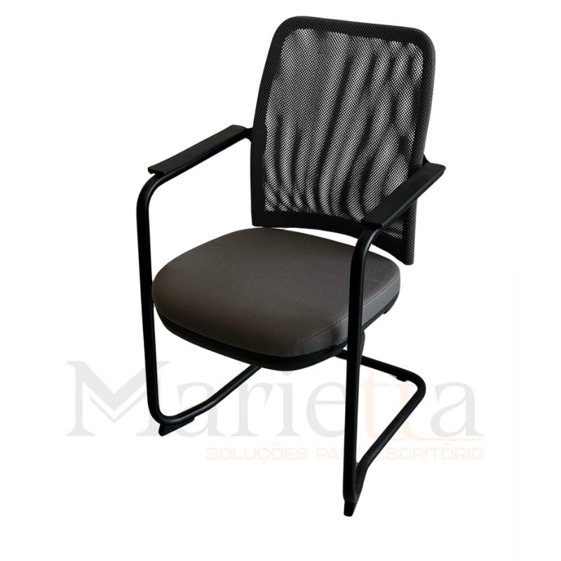Cadeira Fixa NewNet 16006 S – Base Preta – Poliéster Cinza